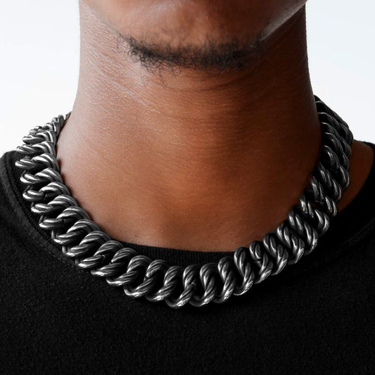 Stainless Steel Ridged Cuban Link Chain Choker