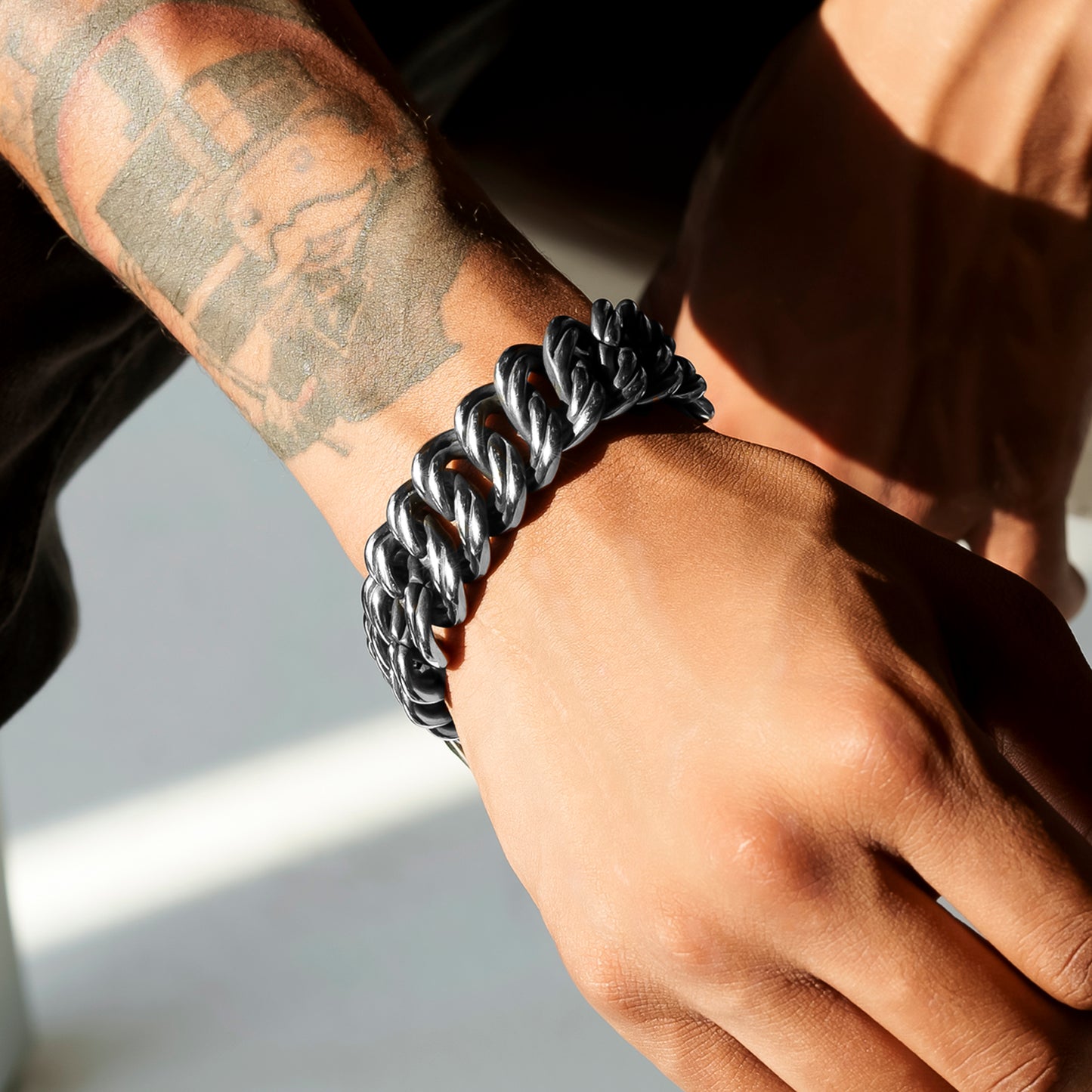 Half Hearted Ridged Cuban Bracelet