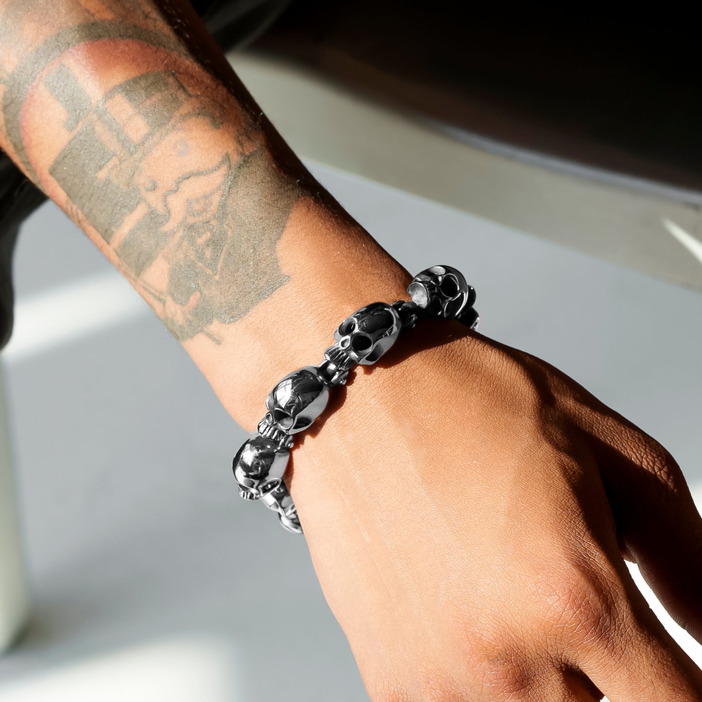 Half Hearted Skull Head Bracelet Stainless Steel