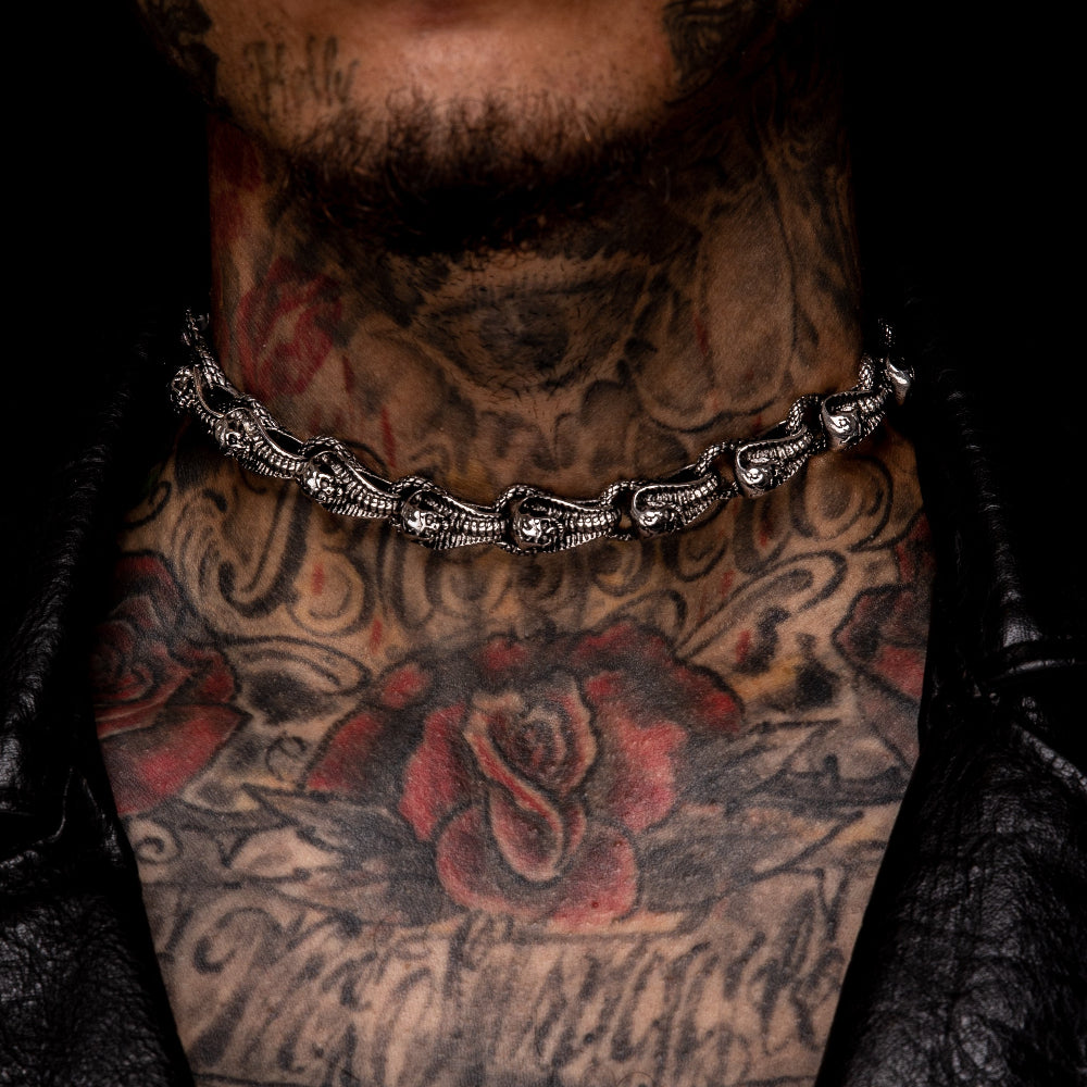 half hearted stainless steel corbra link chain choker
