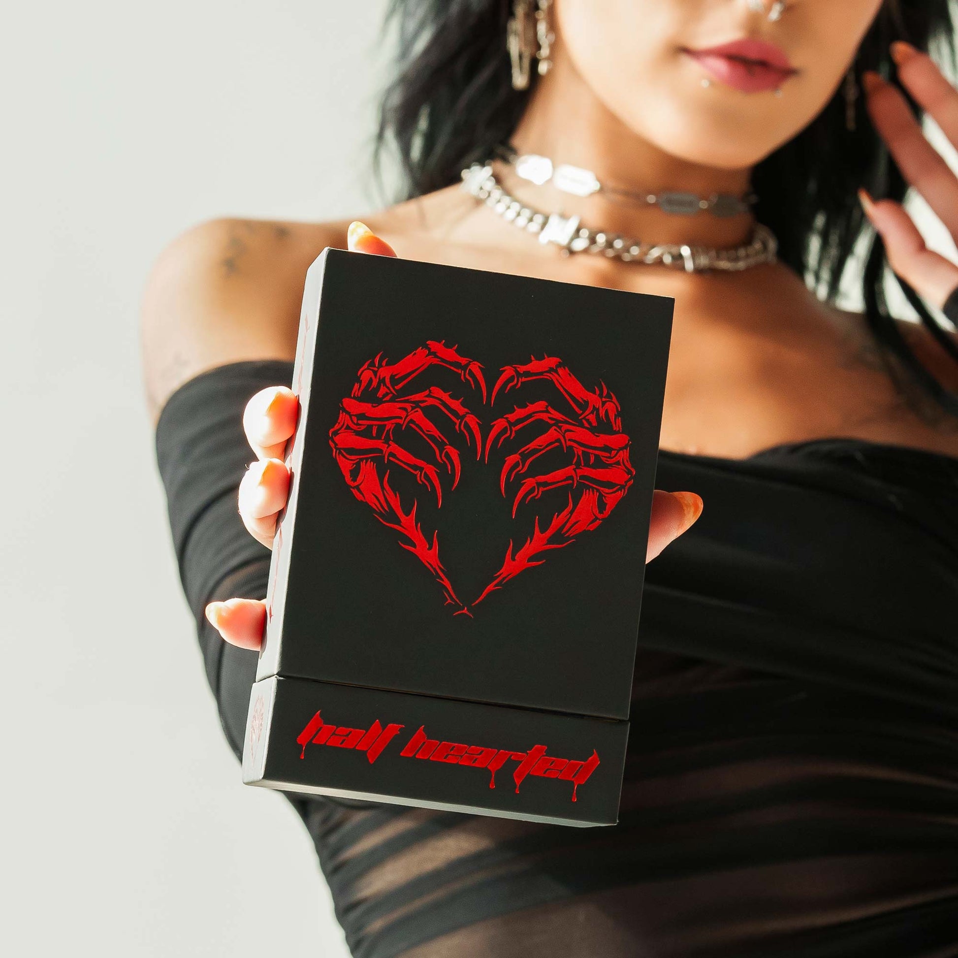 Stainless Steel Skull Biker Link Chain Half Hearted Packaging