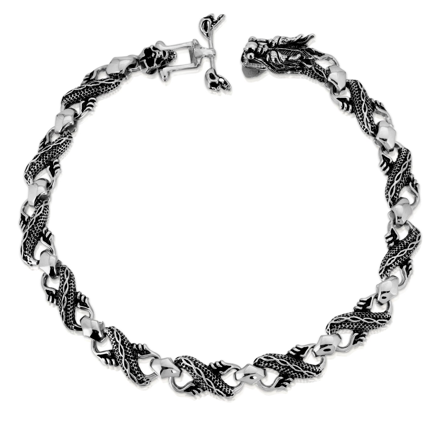 half hearted stainless steel dragon link chain necklace 2