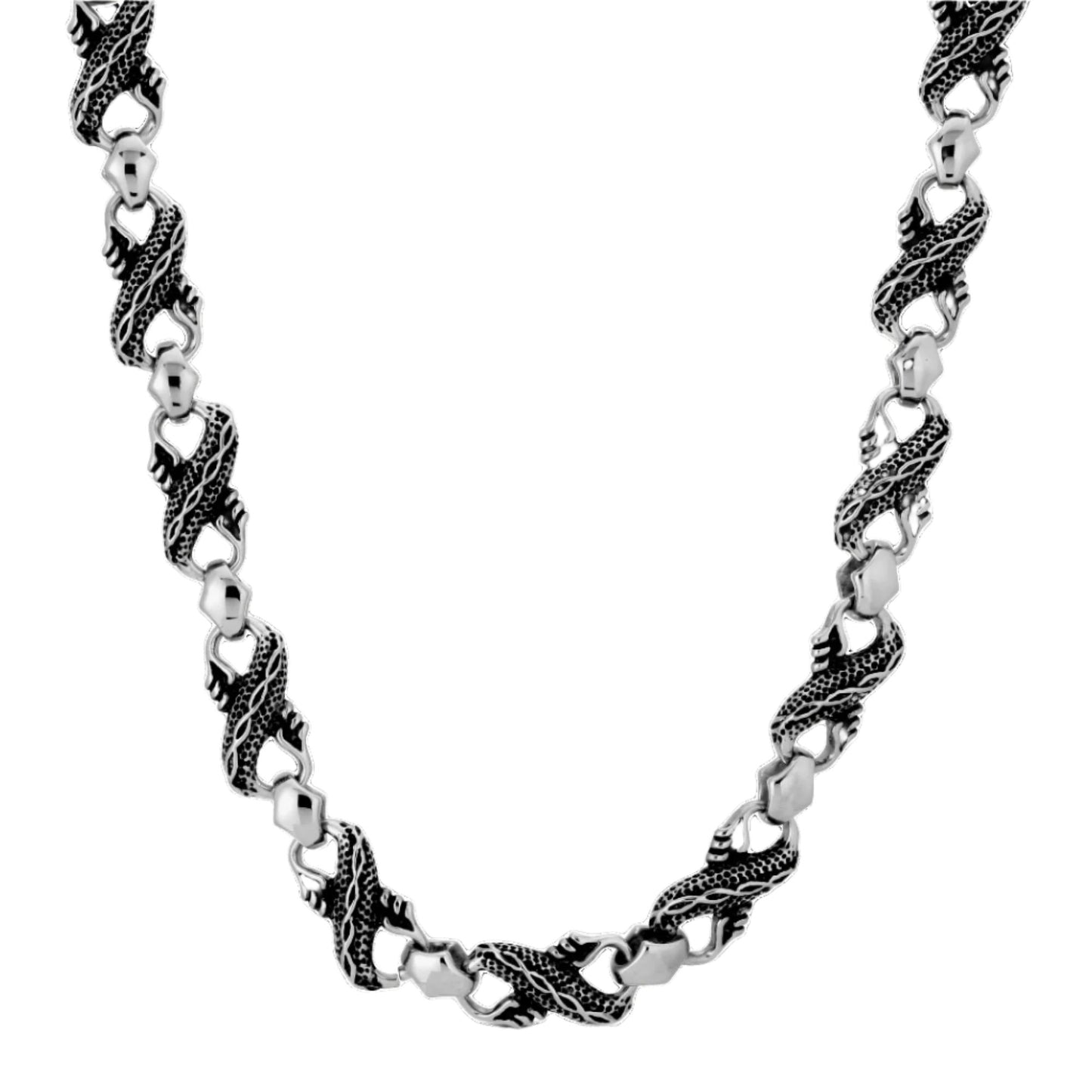 half hearted stainless steel dragon link chain necklace 1