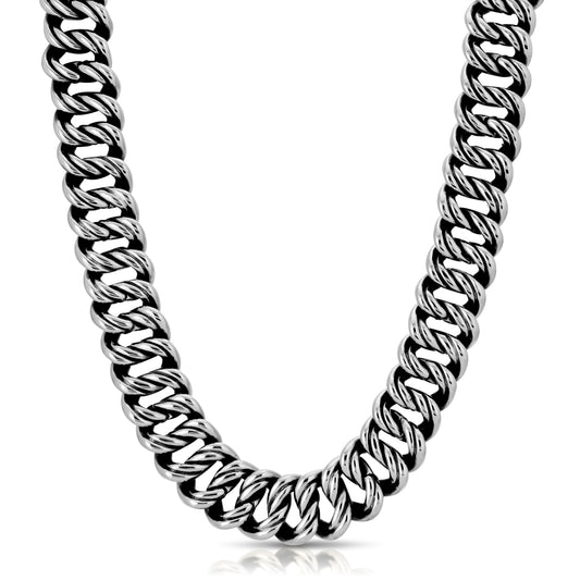 Stainless Steel Ridged Cuban Link Chain Choker