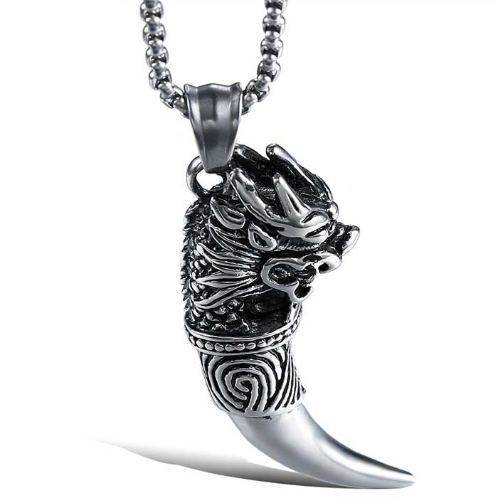 Stainless Steel Wolf Fang Necklace | Half Hearted