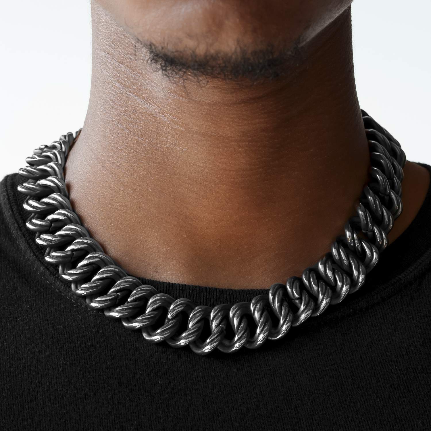 Stainless Steel Ridged Cuban Link Chain Choker