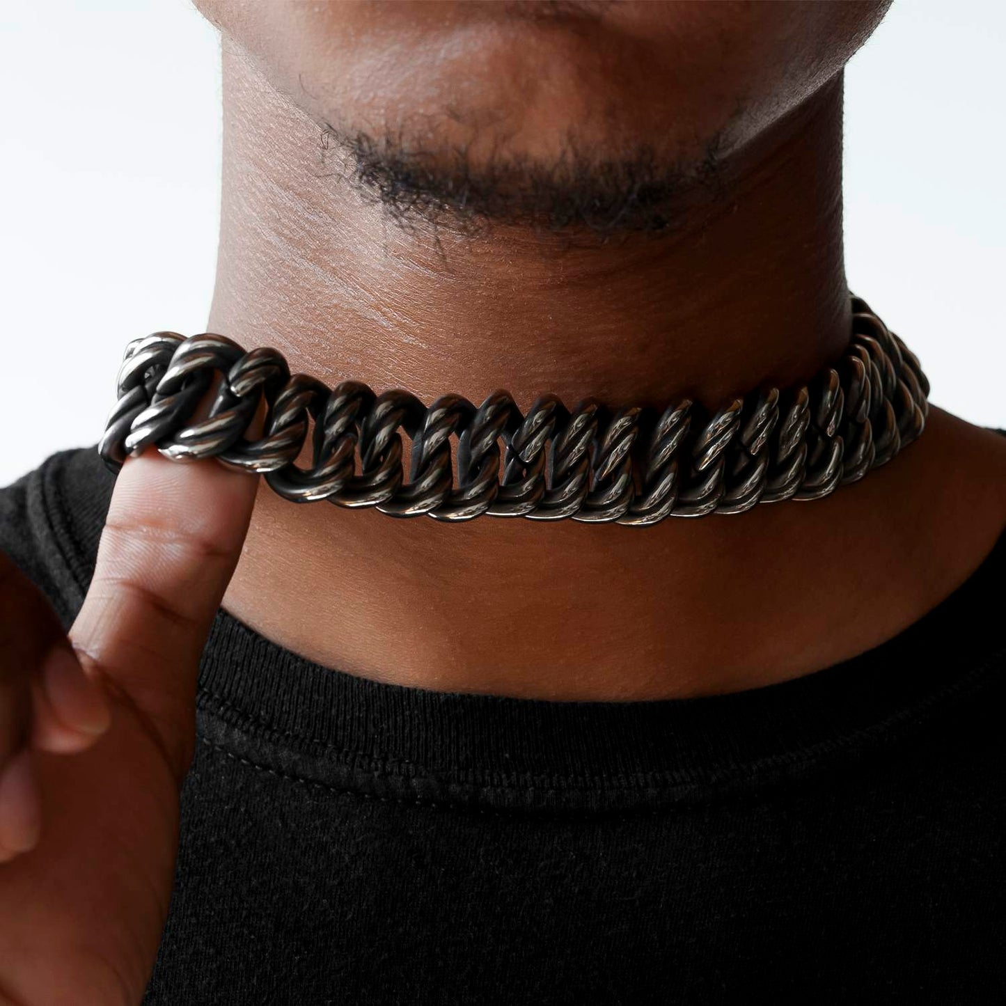Stainless Steel Ridged Cuban Link Chain Choker