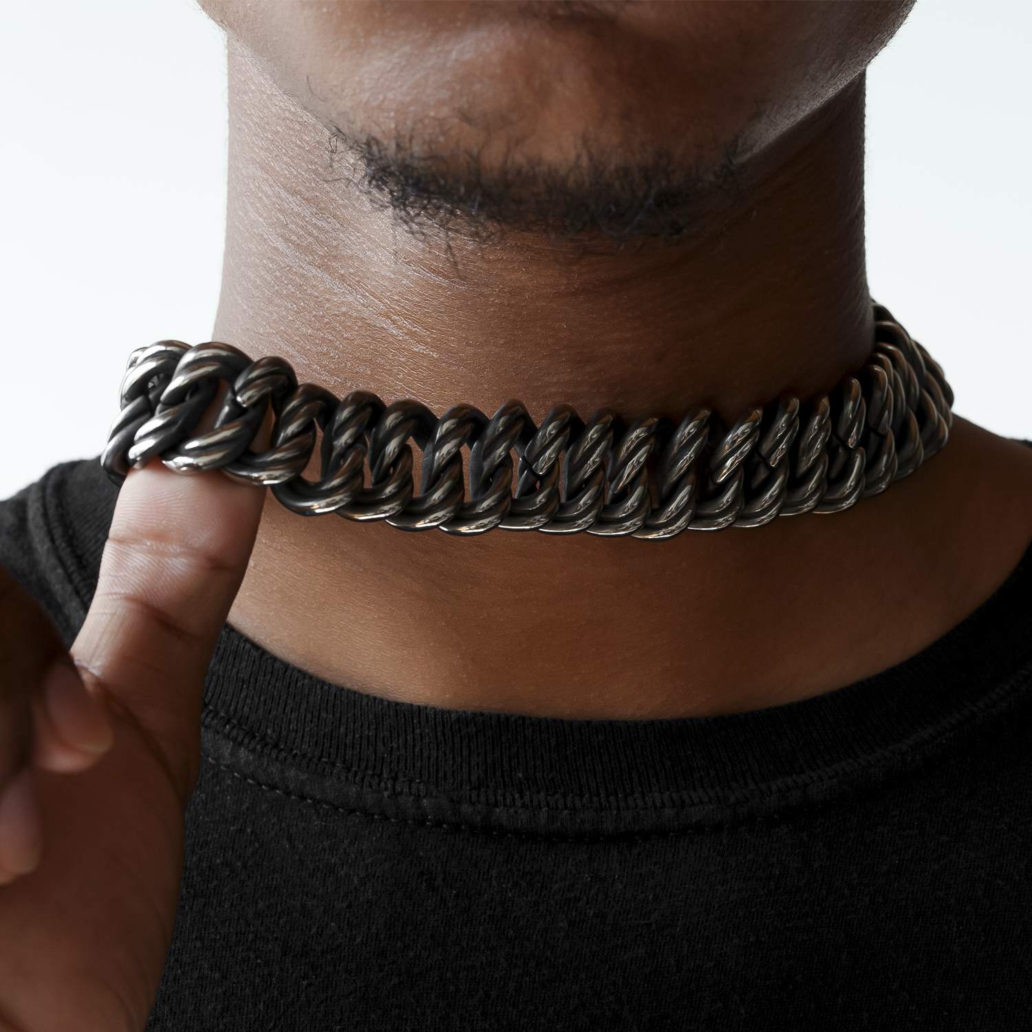 Stainless Steel Ridged Cuban Link Chain Choker