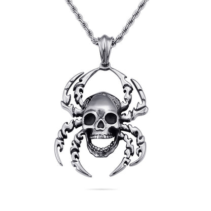 Spider Skull Necklace Pendant