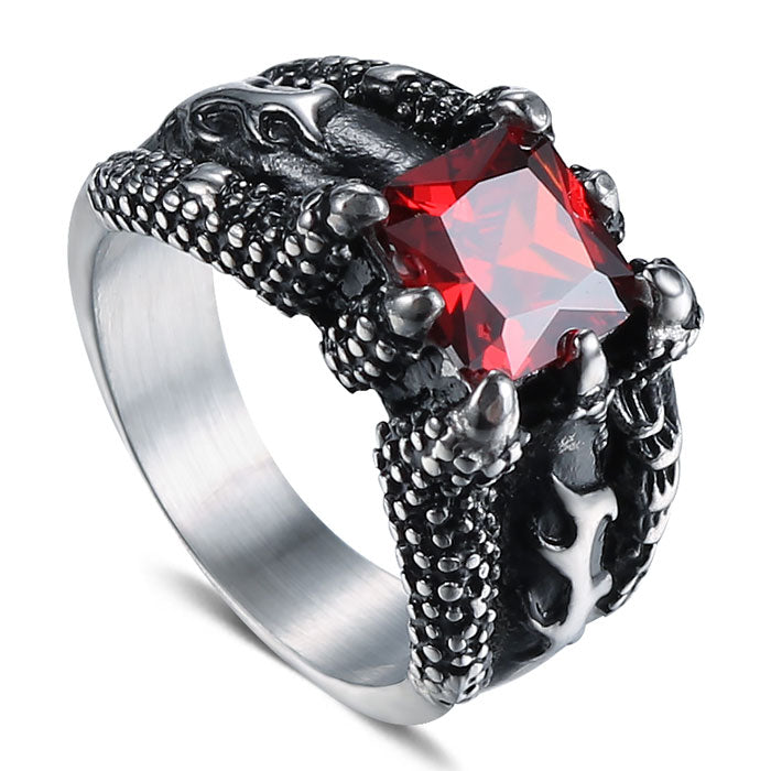 Stainless Steel Dragon Stone Ring