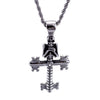 Half Hearted Skeleton Key Cross Necklace Rope Chain