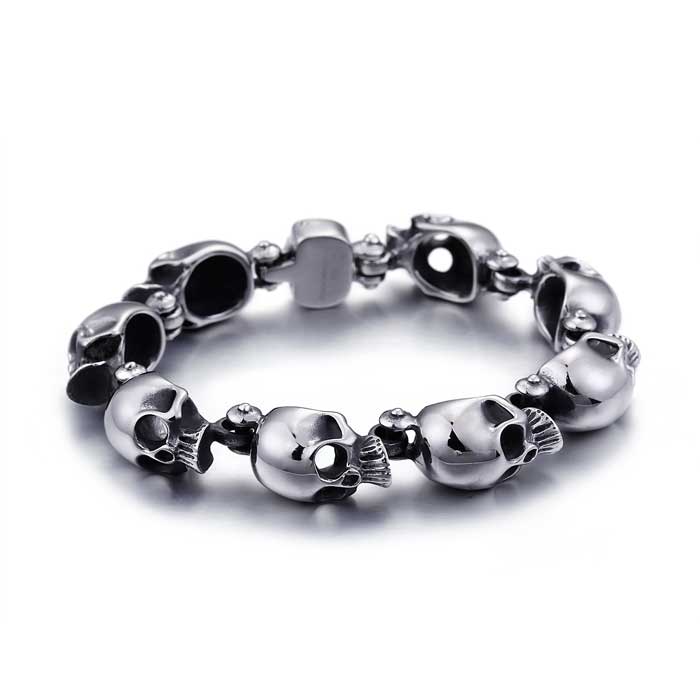 Half Hearted Skull Head Bracelet Stainless Steel