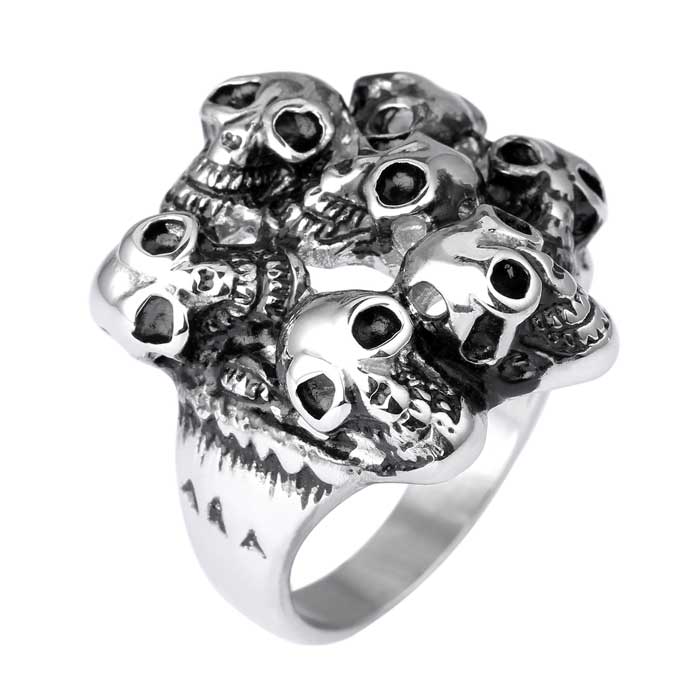 Half Hearted Skull Pile Ring